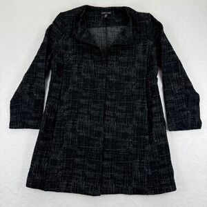 Eileen Fisher Textured‎ Knit Jacket Blazer Black S P Made in USA
